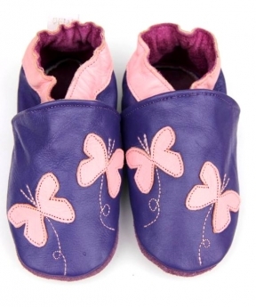 chausson cuir purple butterfly.